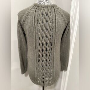 Forever 21 Worms Sz:S Olive Green/gray Open Back chunky Knitted V-Neck Sweater.